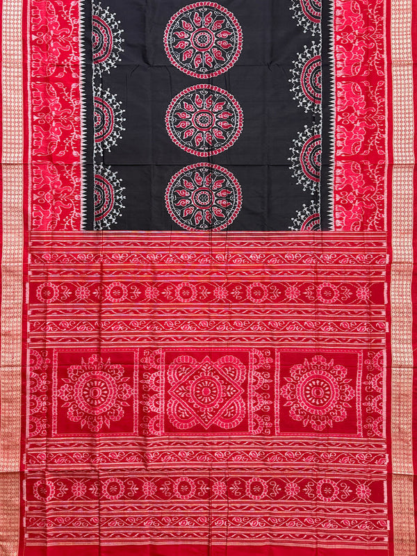 Black and Red Pure Sambalpuri Silk Handloom Saree