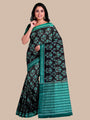 Black and Teal Green Handloom Cotton Sambalpuri Saree