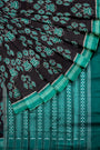 Black and Teal Green Handloom Cotton Sambalpuri Saree