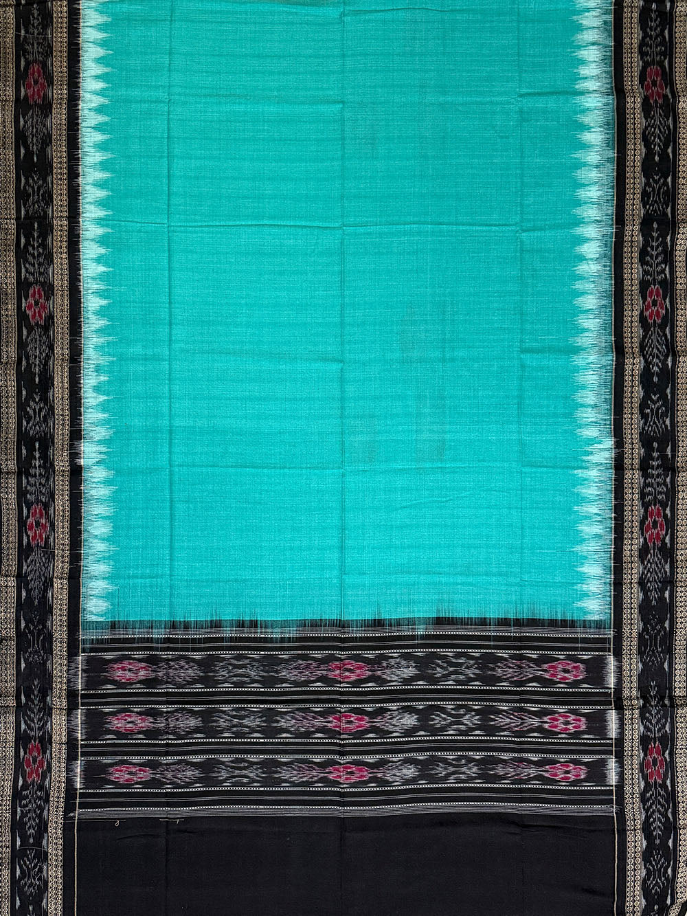 Black and Teal Sambalpuri Handloom Cotton Dress Material