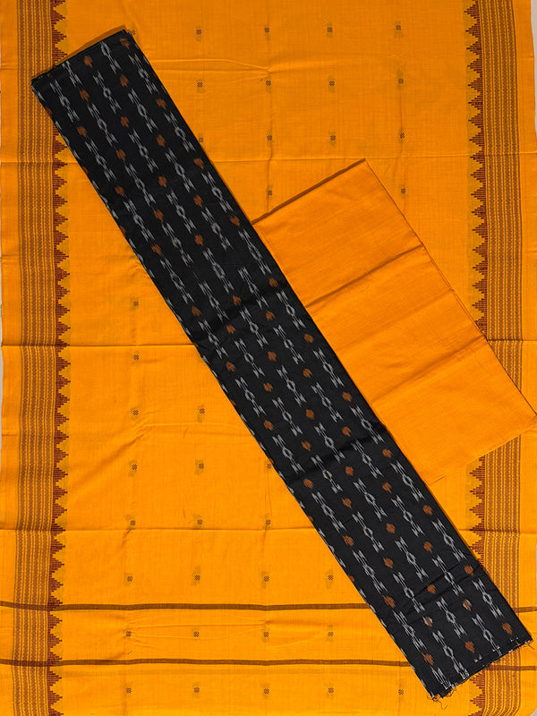 Black and Yellow Nuapatna Handloom Cotton Dress Material