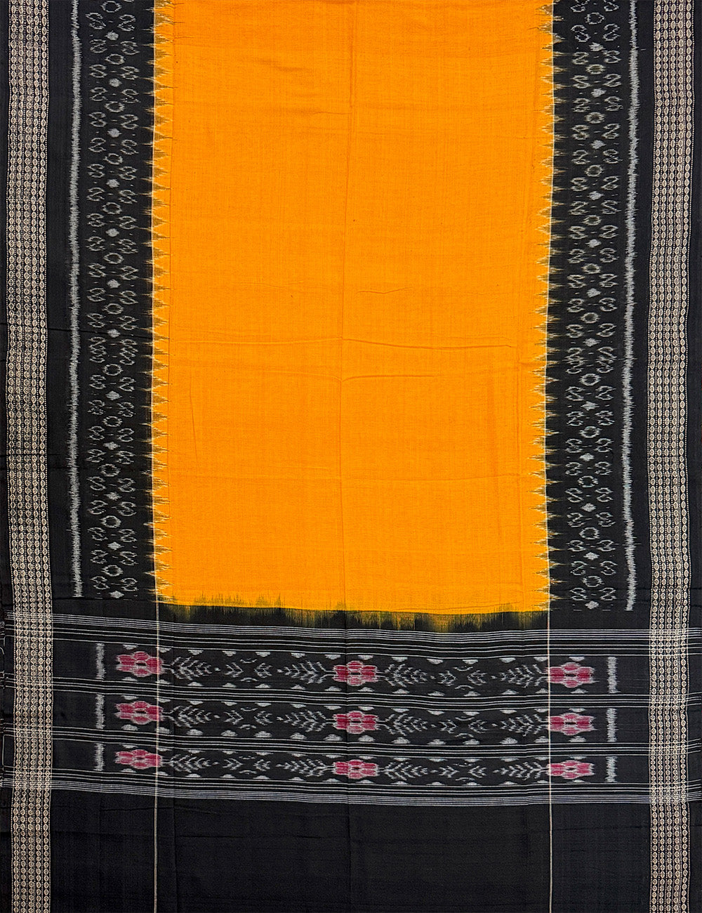 Black and Yellow Sambalpuri Handloom Cotton Dress Material in Ashwini Pattern