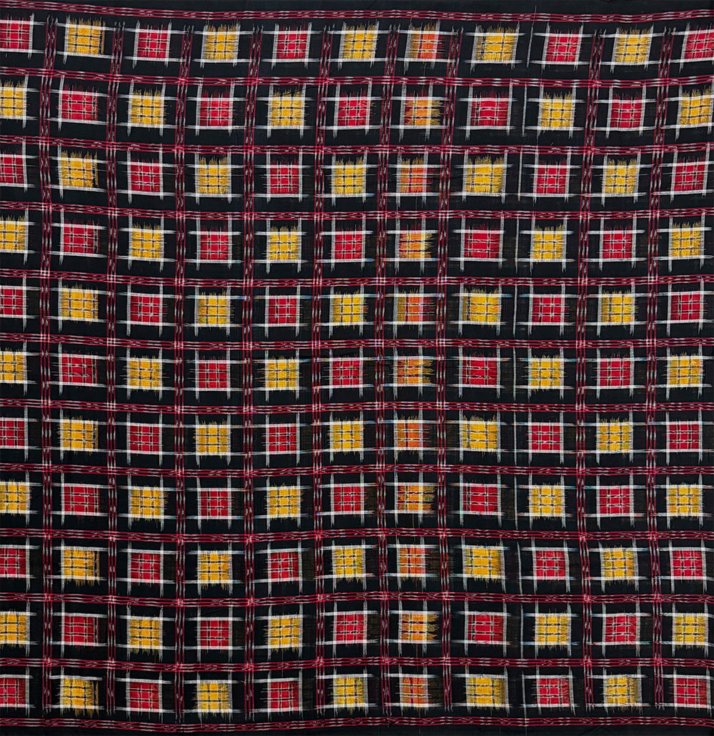 Black and Yellow Sambalpuri Handloom Cotton Dress Material in Ashwini Pattern