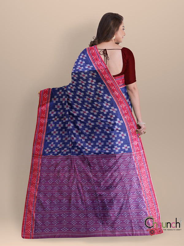 Blue Pasapali design Handloom Cotton Nuapatna Saree