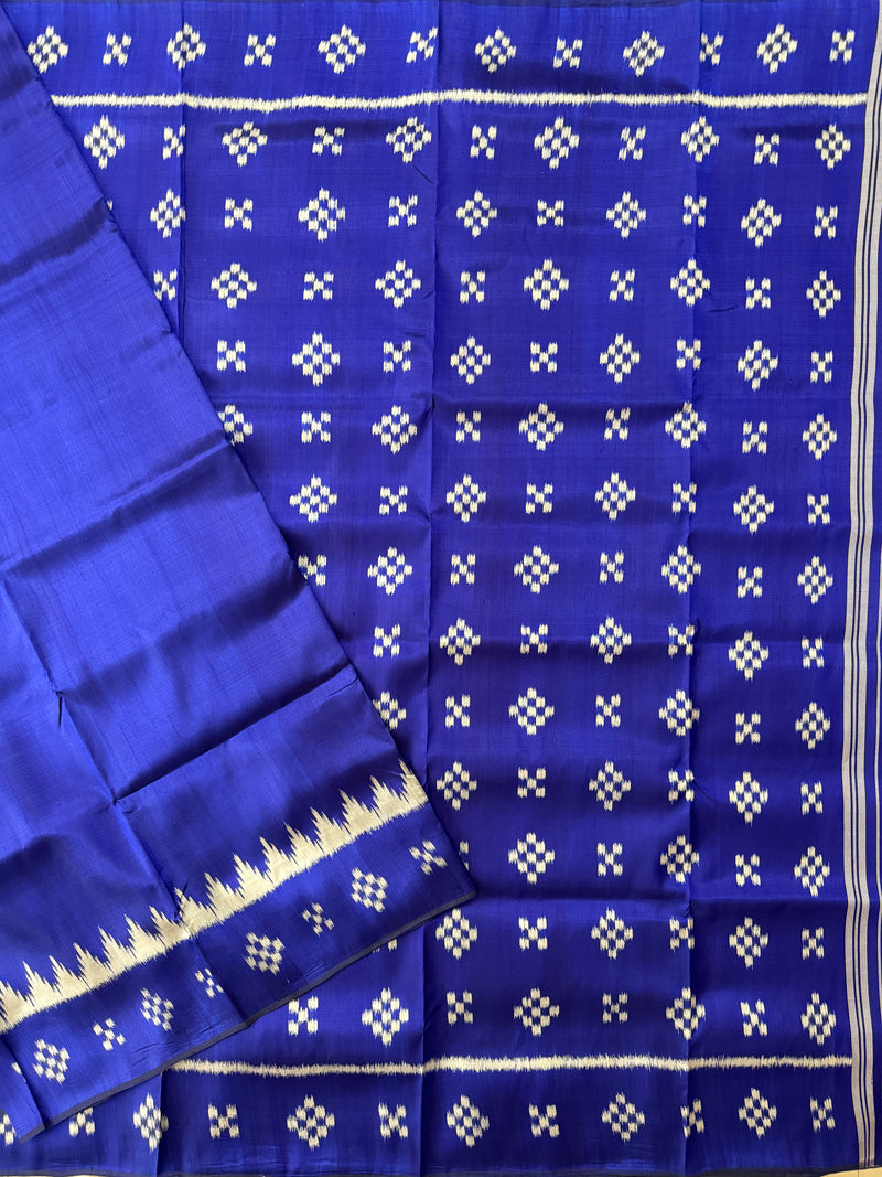 Blue Pure Silk Handloom Khandua Patta Saree with Pasapalli Design