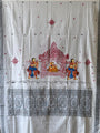 Blue and White Doli Baraat Hand Painted Pattachitra Dress Material
