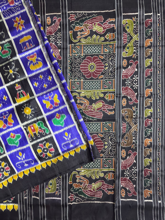 Blue and Black Nabakothi Handloom Khandua Patta Saree