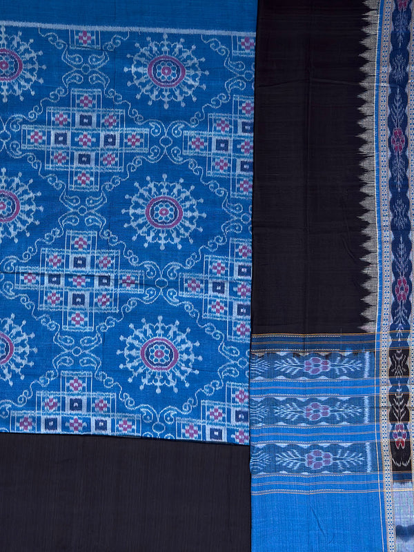 Blue and Black Sambalpuri Handloom Cotton Dress Material