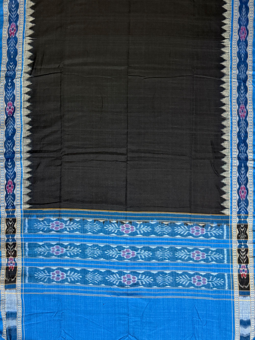 Blue and Black Sambalpuri Handloom Cotton Dress Material