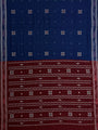 Blue and Maroon Nuapatna Handloom Cotton Saree with Embroidered Motifs