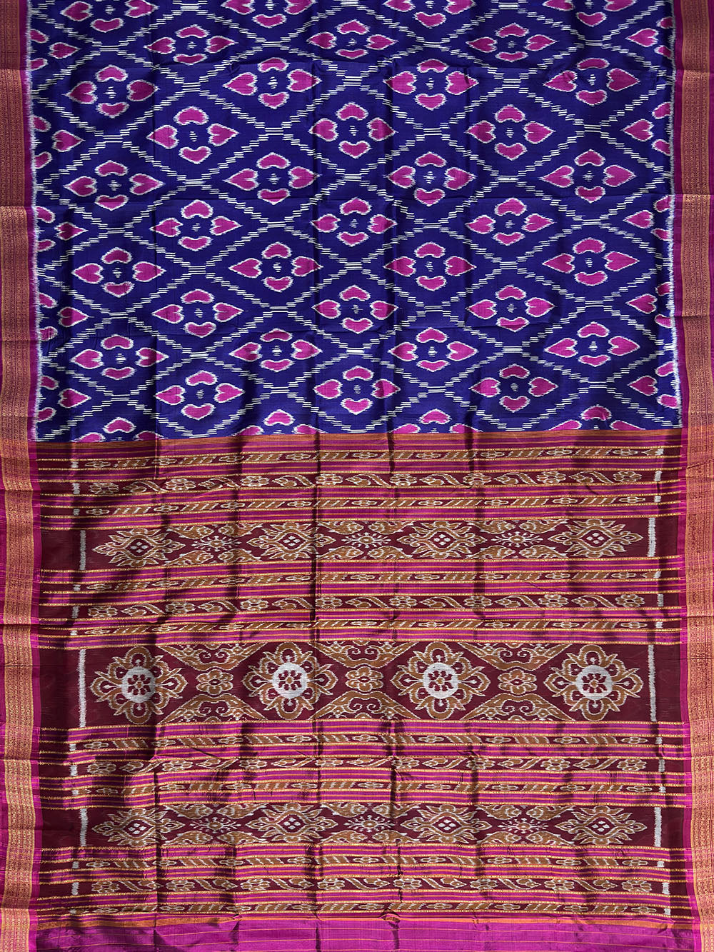 Blue and Pink Pure Silk Handloom Khandua Patta Saree