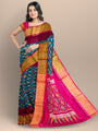 Blue and Pink Ikkat Pattern Pure Uppada Silk Handloom Saree