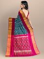 Blue and Pink Ikkat Pattern Pure Uppada Silk Handloom Saree