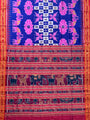 Blue and Pink Pure Silk Handloom Khandua Patta Saree with flower and Elephant Motifs