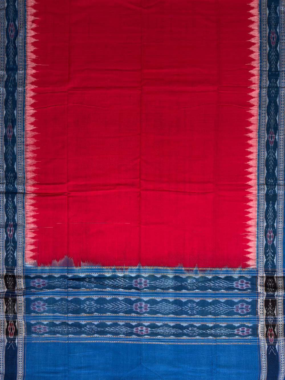 Blue and Red Sambalpuri Handloom Cotton Dress Material