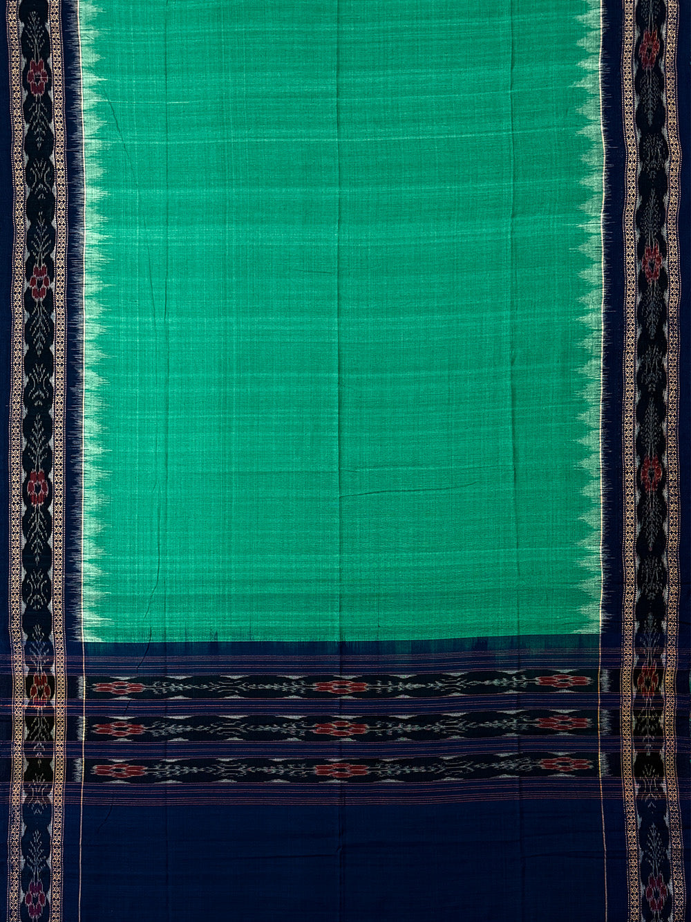 Blue and Teal Sambalpuri Handloom Cotton Dress Material With Parrot Motifs