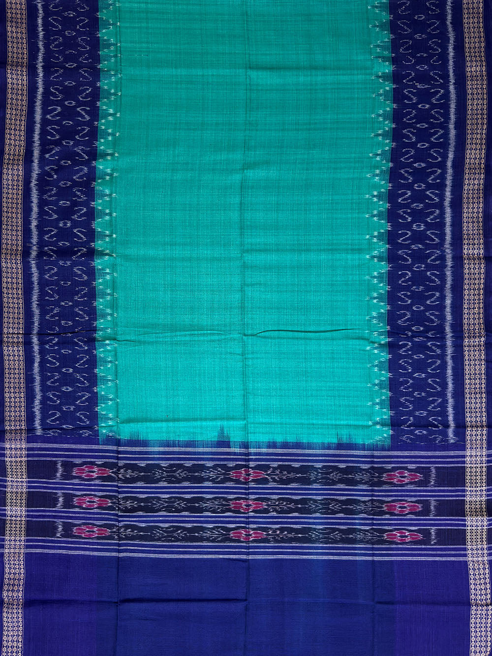 Blue and Turquoise Sambalpuri Handloom Cotton Dress Material