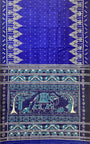 Blue and White Pure Silk Handloom Khandua Patta Saree