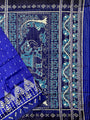 Blue and White Pure Silk Handloom Khandua Patta Saree