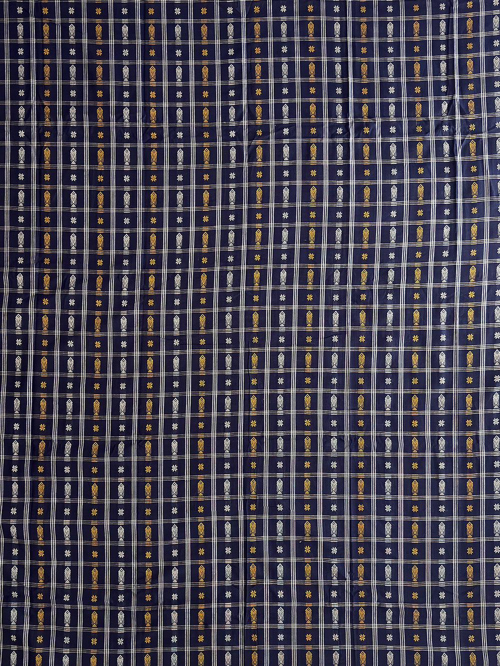 Blue and Yellow Nuapatna Handloom Cotton Dress Material