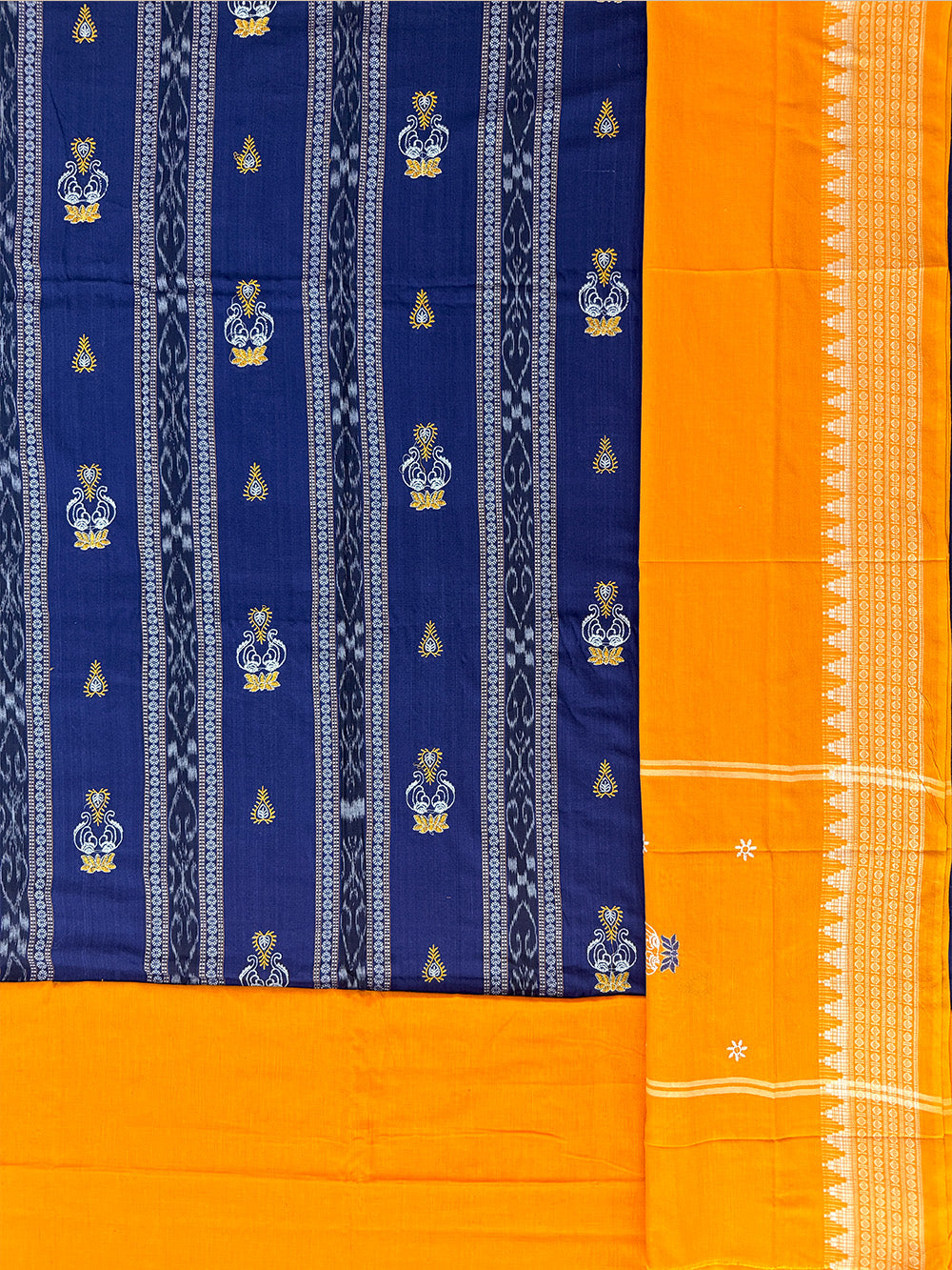 Blue and Yellow Nuapatna Handloom Cotton Dress Material