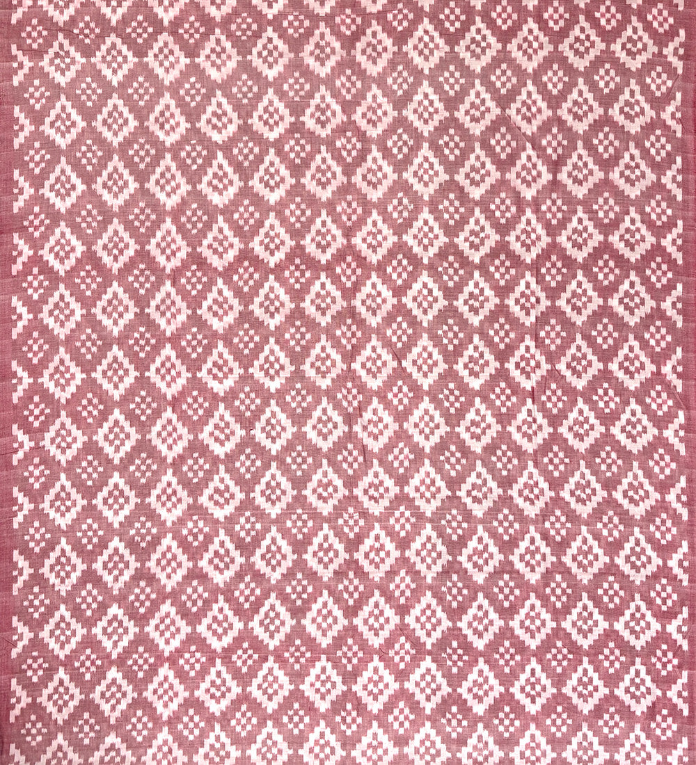 Blush Pink and Black Sambalpuri Handloom Cotton Dress Material