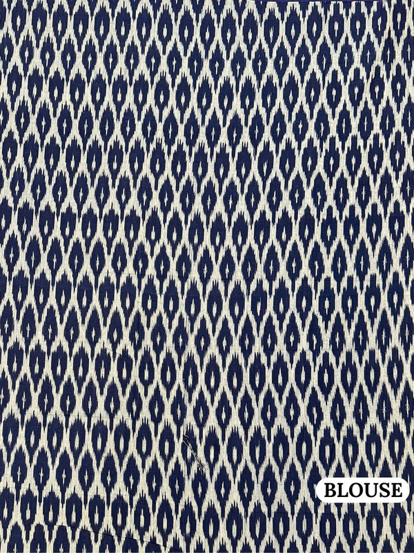 Bottle Green and Blue Pochampally Mercerised Cotton Handloom Saree in Ikkat Pattern