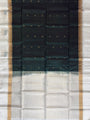 Bottle Green and White Pure Soft Silk Handloom Saree