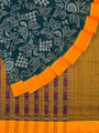 Bottle Green and Yellow Nuapatna Handloom Cotton Saree