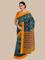 Bottle Green and Yellow Nuapatna Handloom Cotton Saree