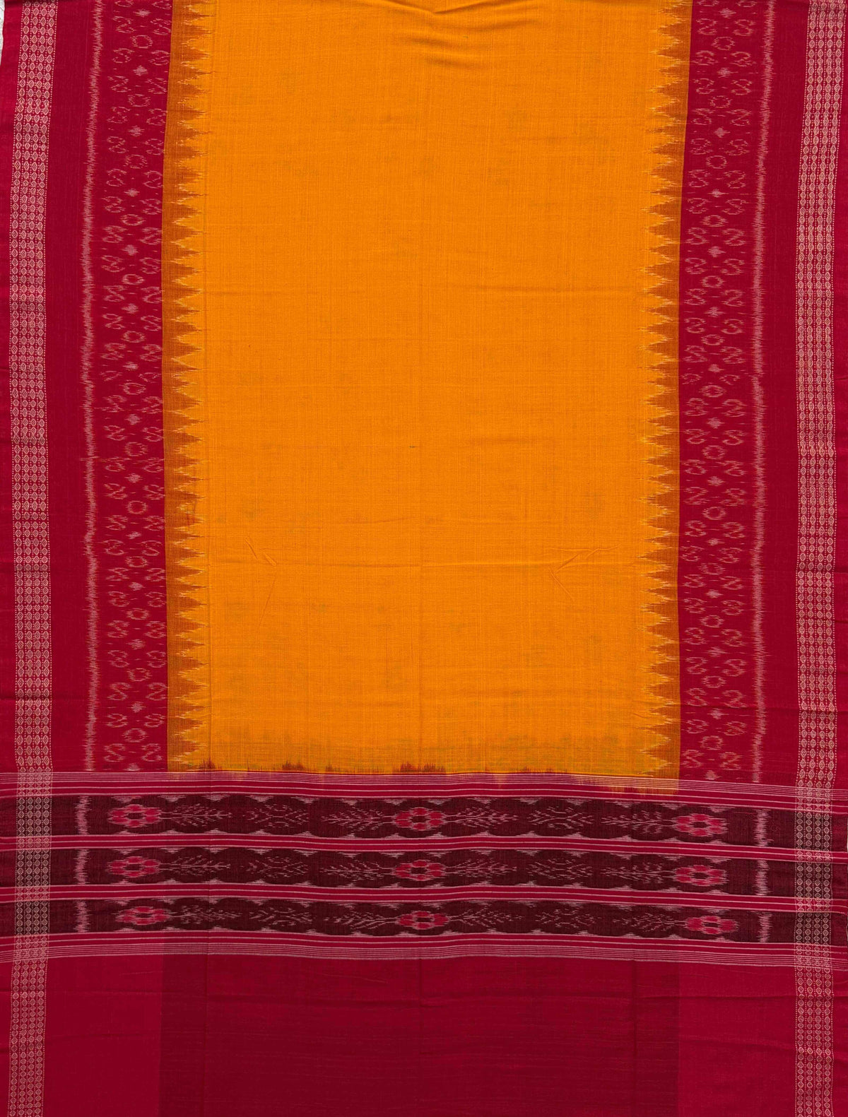 Bright Red and Yellow Sambalpuri Handloom Cotton Dress Material