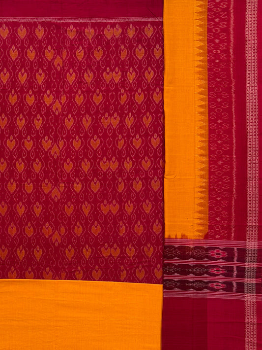 Bright Red and Yellow Sambalpuri Handloom Cotton Dress Material