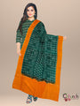 Bright Yellow and Dark Green Ikkat Cotton Dress Material