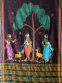 Brown Hand Painted Pattachitra Dress Material with Patchwork Dupatta