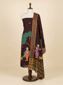 Brown Hand Painted Pattachitra Dress Material with Patchwork Dupatta