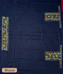 Burgundy Cotton Handloom Saree with Navy Blue Contrast Kantha Stitch Blouse