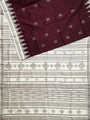 Burgundy Double Pallu Handloom Berhampuri Pure Silk Patta Saree