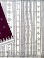 Burgundy Double Pallu Handloom Berhampuri Pure Silk Patta Saree