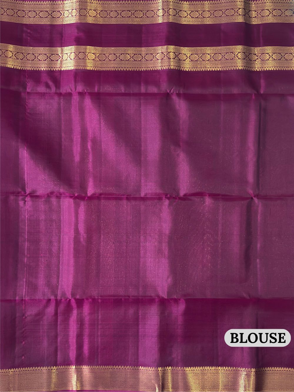 Burgundy Pure Silk Kanjivaram Handloom Saree with Golden Buttas & Border