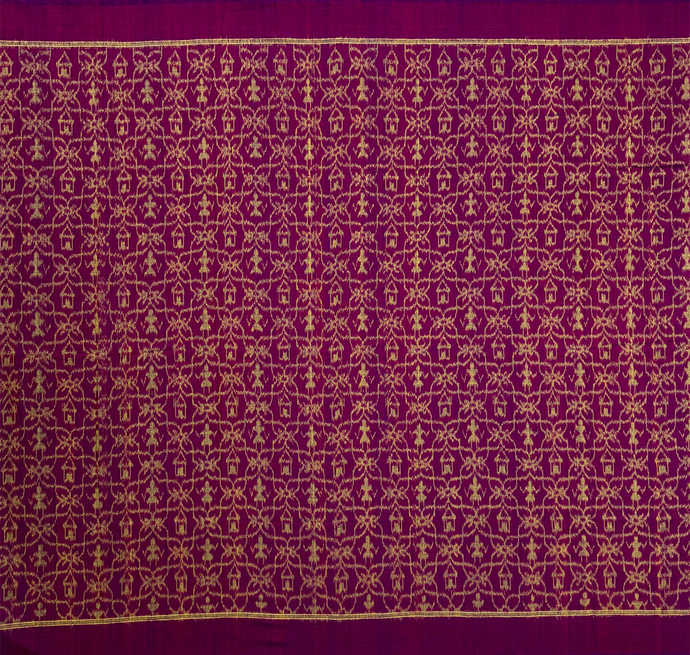 Burgundy and Black Sambalpuri Handloom Cotton Dress Material