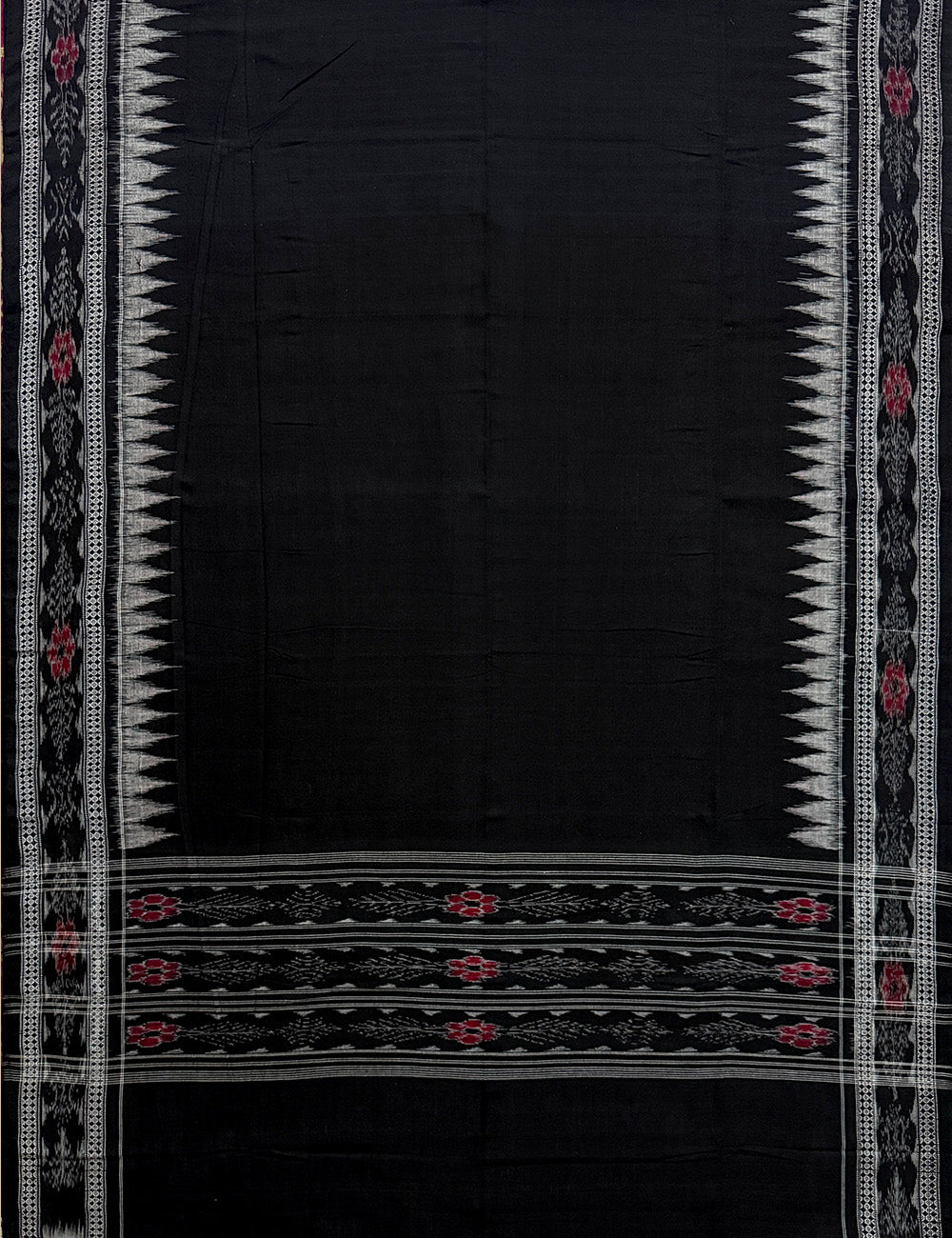 Burgundy and Black Sambalpuri Handloom Cotton Dress Material