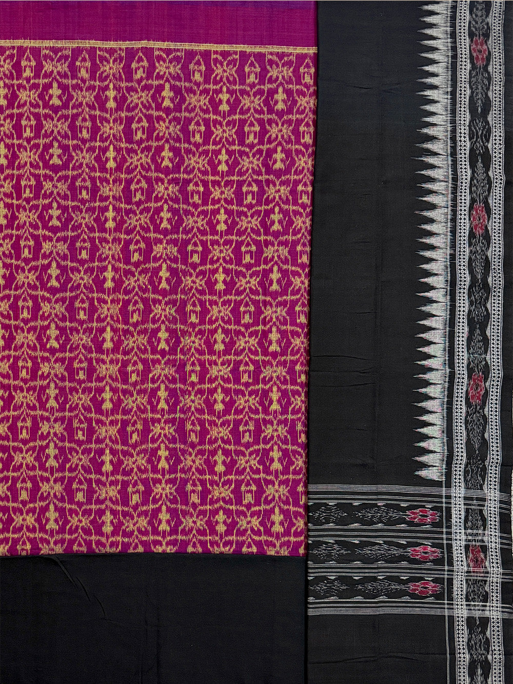 Burgundy and Black Sambalpuri Handloom Cotton Dress Material