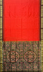 Burnt Orange and Black Pure Sambalpuri Tissue Silk Handloom Saree