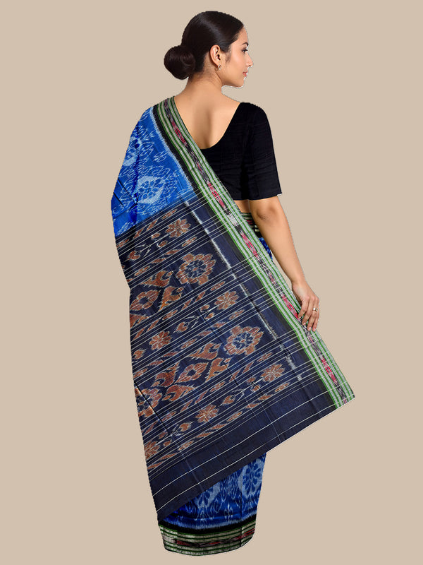 Cobalt Blue Nuapatna Handloom Cotton Saree