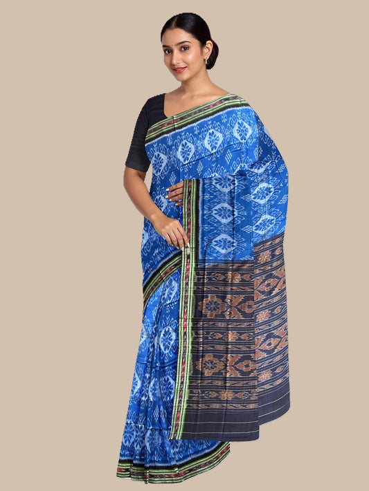 Cobalt Blue Nuapatna Handloom Cotton Saree