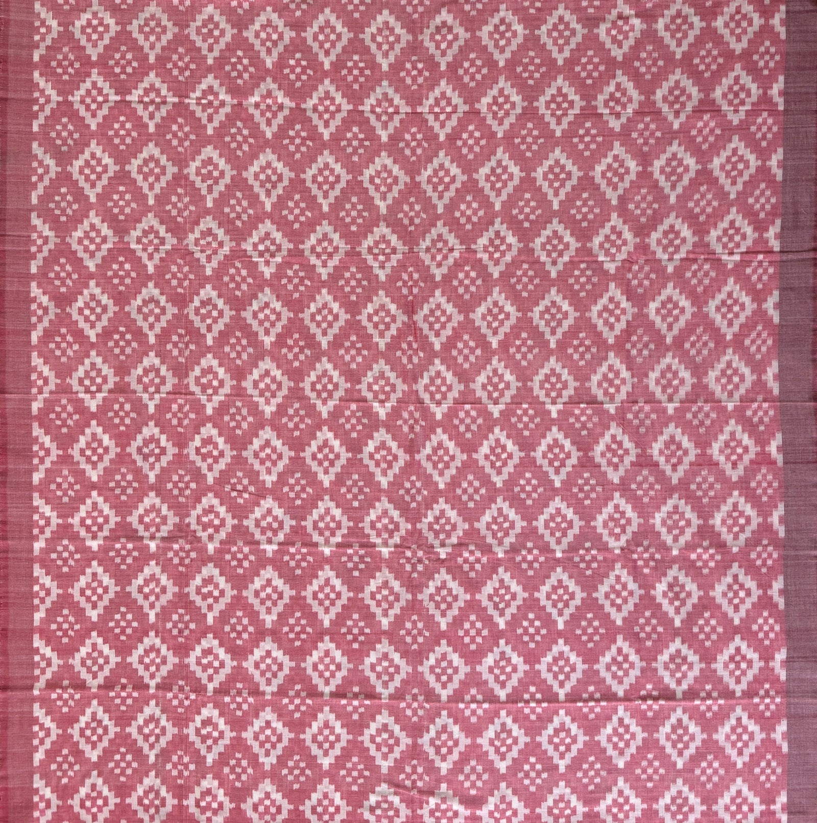 Coral Pink and Black Sambalpuri Handloom Cotton Dress Material