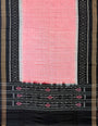 Coral Pink and Black Sambalpuri Handloom Cotton Dress Material