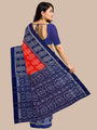 Coral Red and Blue Handloom Cotton Sambalpuri Saree