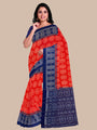 Coral Red and Blue Handloom Cotton Sambalpuri Saree