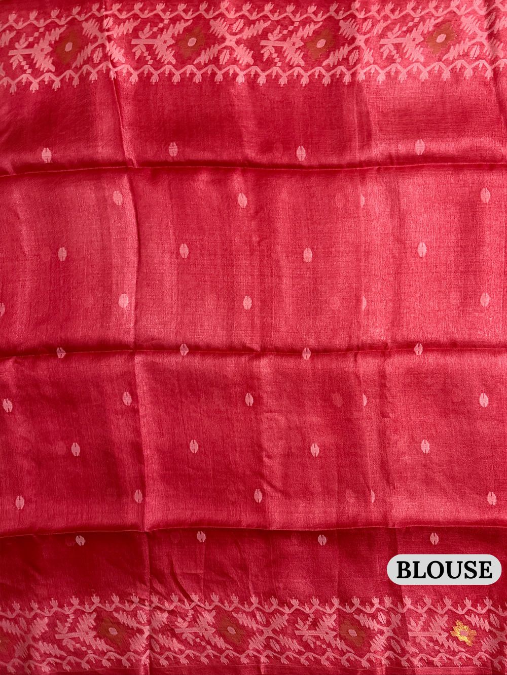 Crimson Red Pure Silk Tussar Handloom Saree
